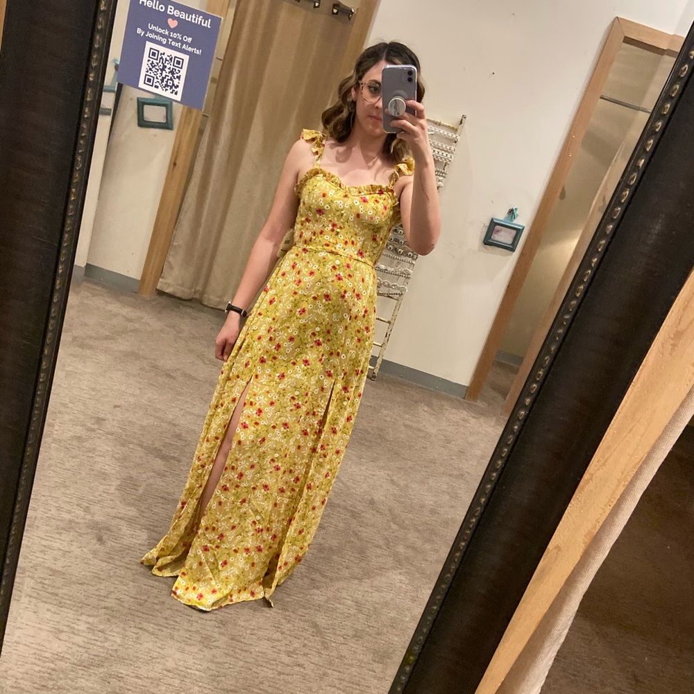 Altar’d State ditsy floral yellow dress